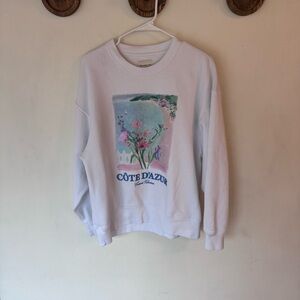 Abercrombie & Fitch Côte d'Azur White graphic embroidered Sweatshirt medium